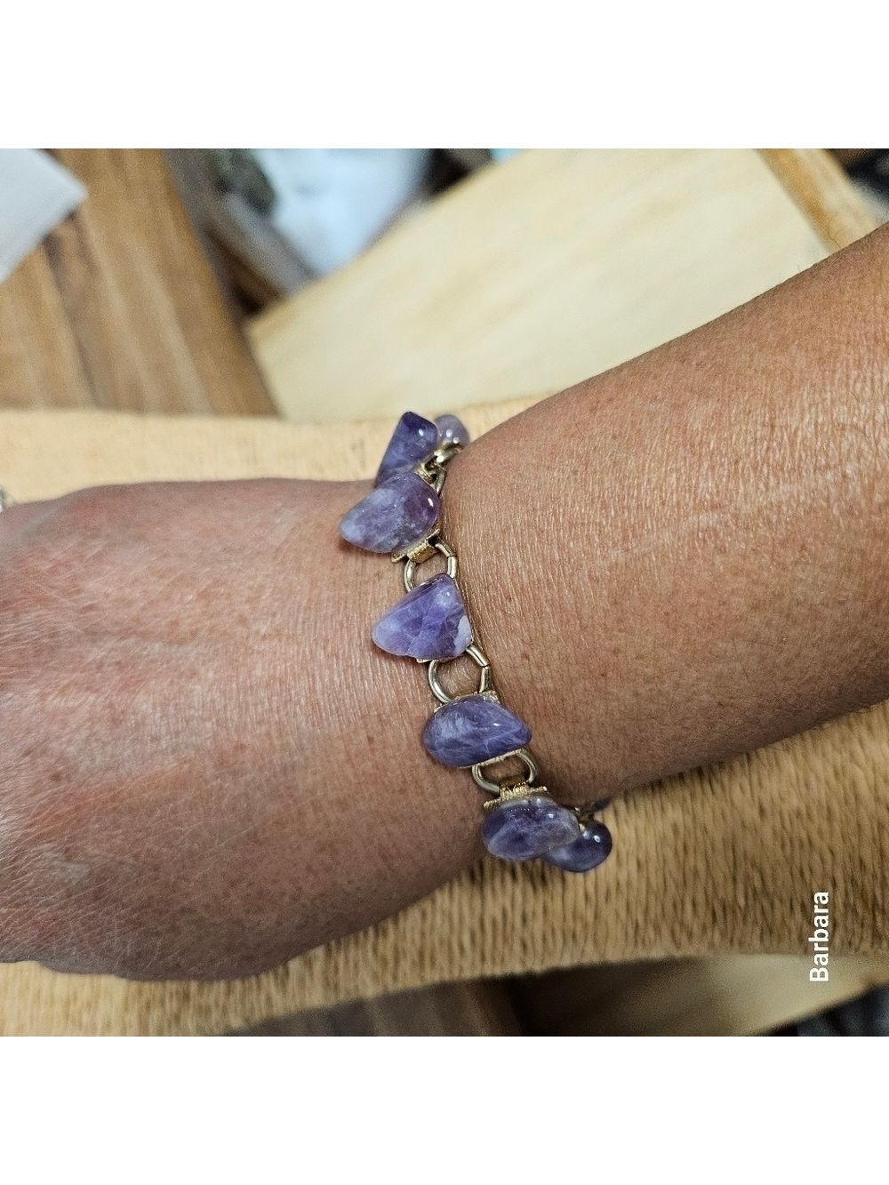 Polished Natural Amethyst Stones Charm Bracelet